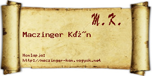 Maczinger Kán névjegykártya